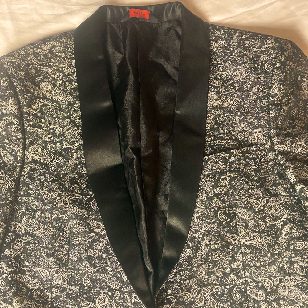 Grey & Black Linea Uomo Paisley Suit Jacket / Blazer